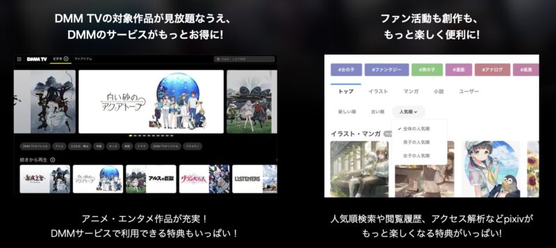 DMM×pixiv推しホーダイでできること